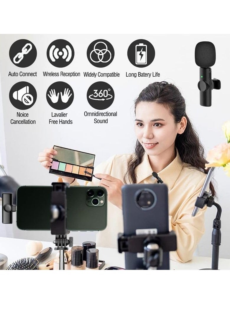 Wireless Lavalier Lapel Microphone for Android Phone & Computer One by Two with USB-C/Type-C Receiver For Samsung, Xiaomi, Oneplus, Oppo Etc..