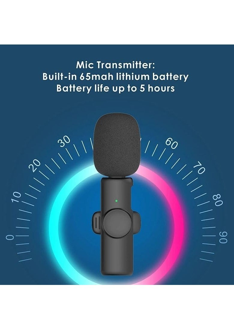 Wireless Lavalier Lapel Microphone for Android Phone & Computer One by Two with USB-C/Type-C Receiver For Samsung, Xiaomi, Oneplus, Oppo Etc..
