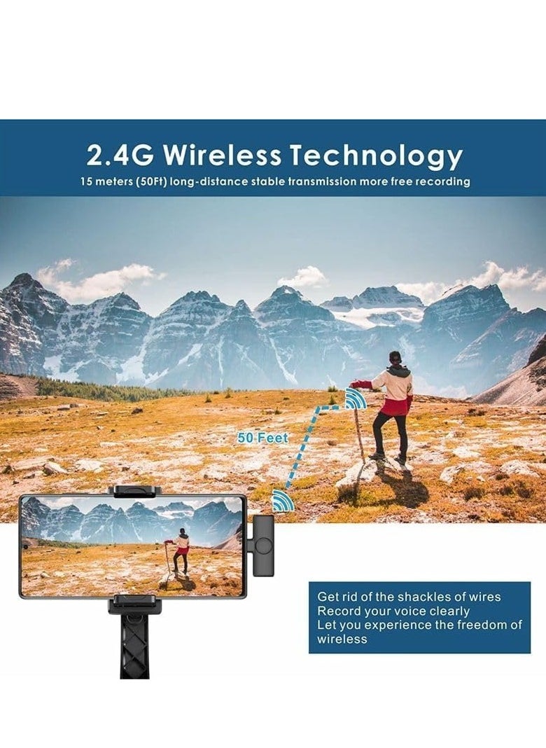 Wireless Lavalier Lapel Microphone for Android Phone & Computer One by Two with USB-C/Type-C Receiver For Samsung, Xiaomi, Oneplus, Oppo Etc..