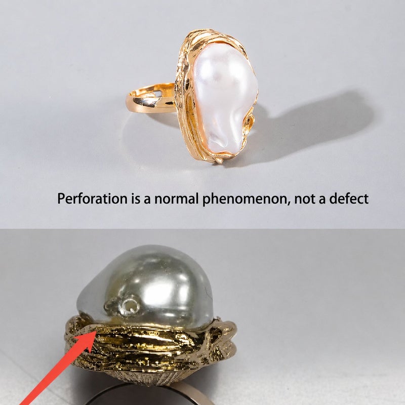 WU European and American Cross-Border Jewelry: Alloy Flower Ring with Rhinestone and Pearl, Retro Baroque Geometric Ring Set - Image 5