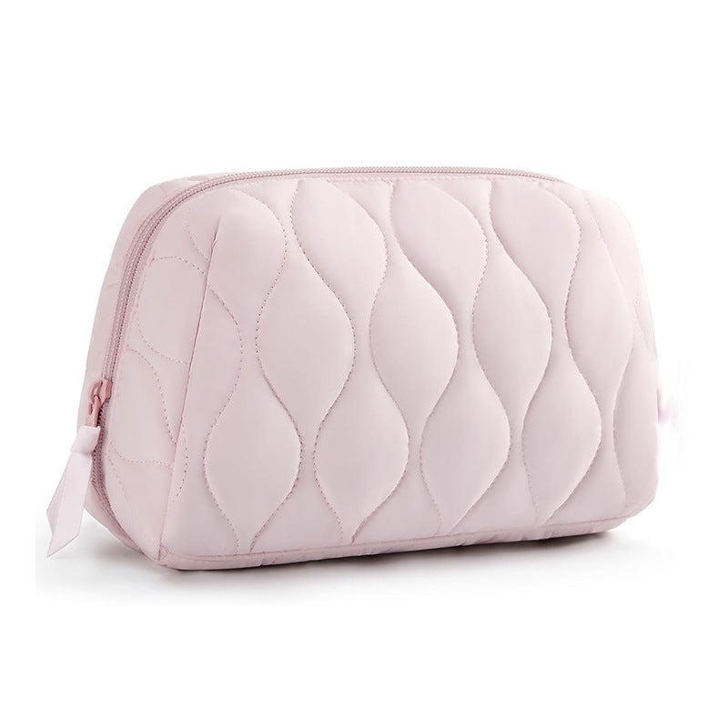 New Quilted Feather Waterproof Toiletry Bag Cosmetics Storage Padded Travel Portable Zipper Makeup Portable Storage Bag - Image 1