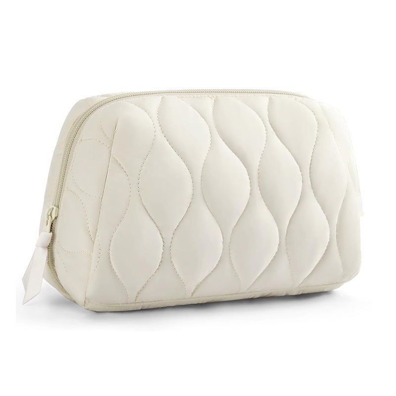 New Quilted Feather Waterproof Toiletry Bag Cosmetics Storage Padded Travel Portable Zipper Makeup Portable Storage Bag - Image 5