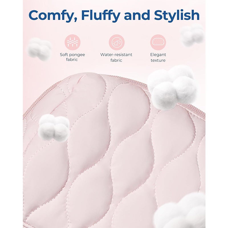 New Quilted Feather Waterproof Toiletry Bag Cosmetics Storage Padded Travel Portable Zipper Makeup Portable Storage Bag - Image 3