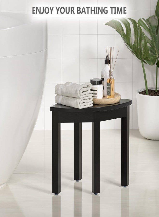 Domax Bamboo Corner Shower Foot Rest Stool for Shaving Legs, 12 inch Non-Slip Waterproof Small Corner Shower Bench for Bathroom Bath Seat Spa, Black - Image 4