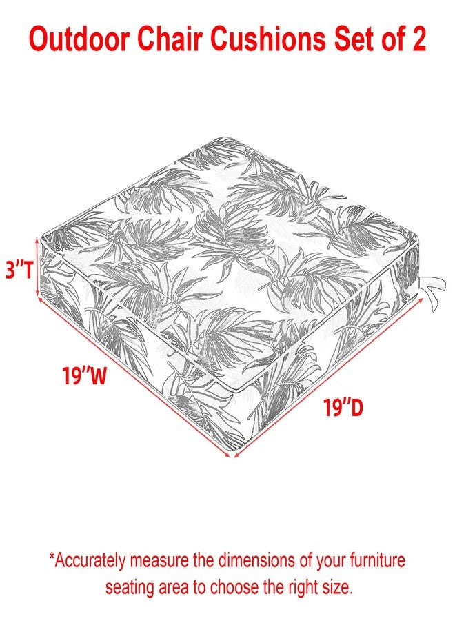 Favoyard Outdoor Chair Cushion 19 x 19 x 3 In Waterproof Pattern Fade Resistant Cushions for Patio Furniture with Removable Cover Attach Straps 28D Foam Insert Cushions Pads for Seat Sofa Couch 2 Pack - Image 2