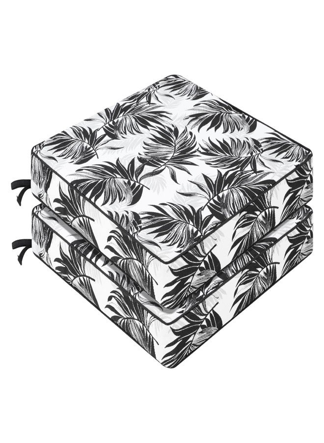 Favoyard Outdoor Chair Cushion 19 x 19 x 3 In Waterproof Pattern Fade Resistant Cushions for Patio Furniture with Removable Cover Attach Straps 28D Foam Insert Cushions Pads for Seat Sofa Couch 2 Pack - Image 1