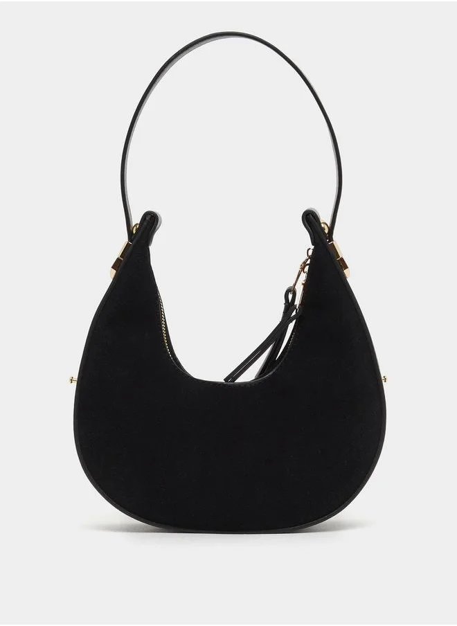 Styli Solid Shoulder Bag with Zip Closure