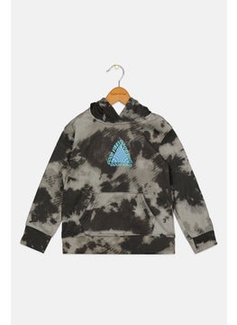 Toddler Boy Hooded Tie Dye Print Sweatshirt, Grey