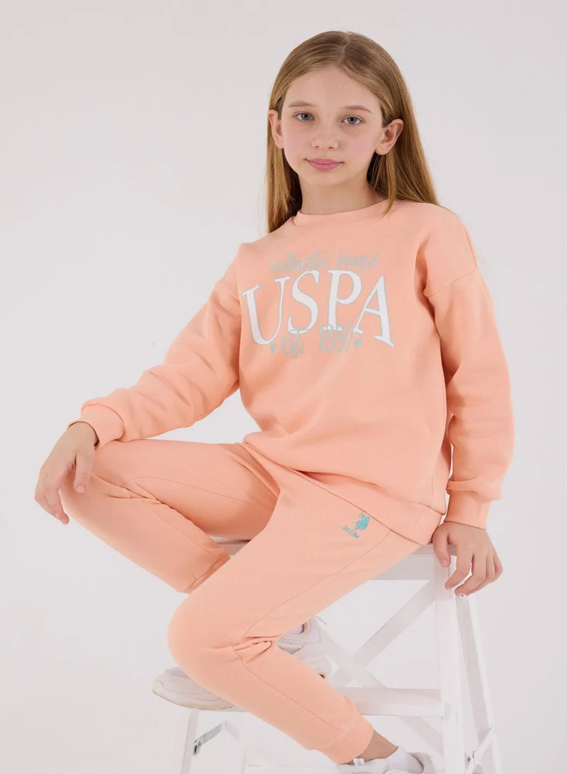 U.S. Polo Assn. U.S. Polo Assn. Girls Salmon Jumpsuit Set
