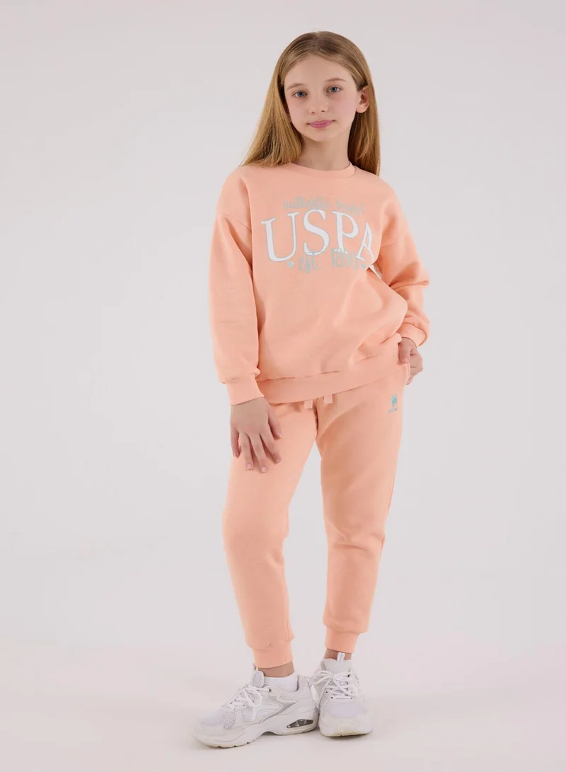 U.S. Polo Assn. U.S. Polo Assn. Girls Salmon Jumpsuit Set
