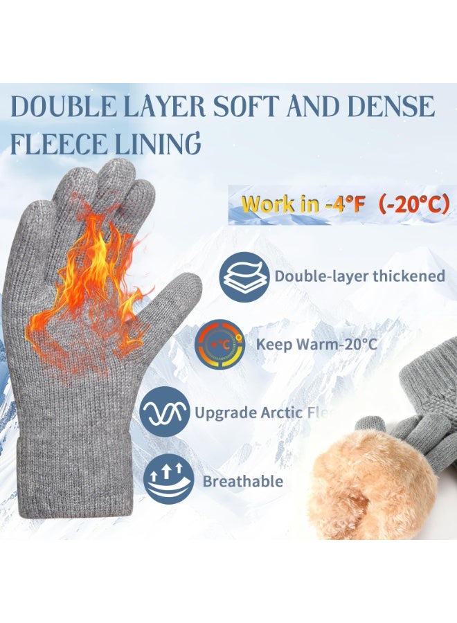 NajmStyle Thermal Touchscreen Gloves, Double-Layer Fleece Lined Winter Knitted Gloves for Extreme Cold, Thick Acrylic for Outdoor, Skiing, Hiking - Image 2