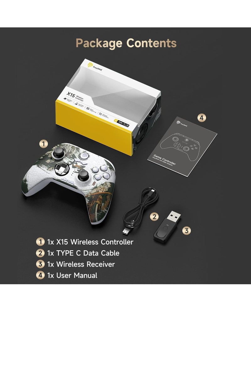 EasySMX X15 PC Controller - Enhanced Wireless Bluetooth Controller with Hall Joysticks/Hall Triggers/RGB Lighting - No Stick Drift, No Dead Zone - Work for Windows PC, Android, Steam and Switch - Image 3