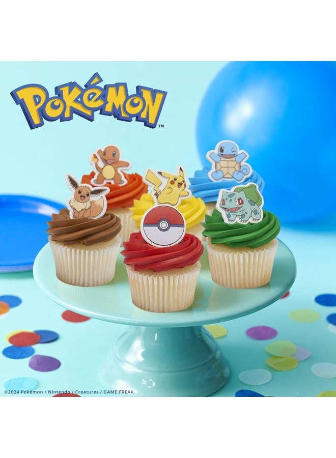 DecoPac Pokémon Rings, Cupcake Decorations With Pikachu, Bulbasaur, Eevee, Charmander, Squirtle, and Poké Ball, Multicolored Food Safe Cake Toppers – 24 Pack - Image 3