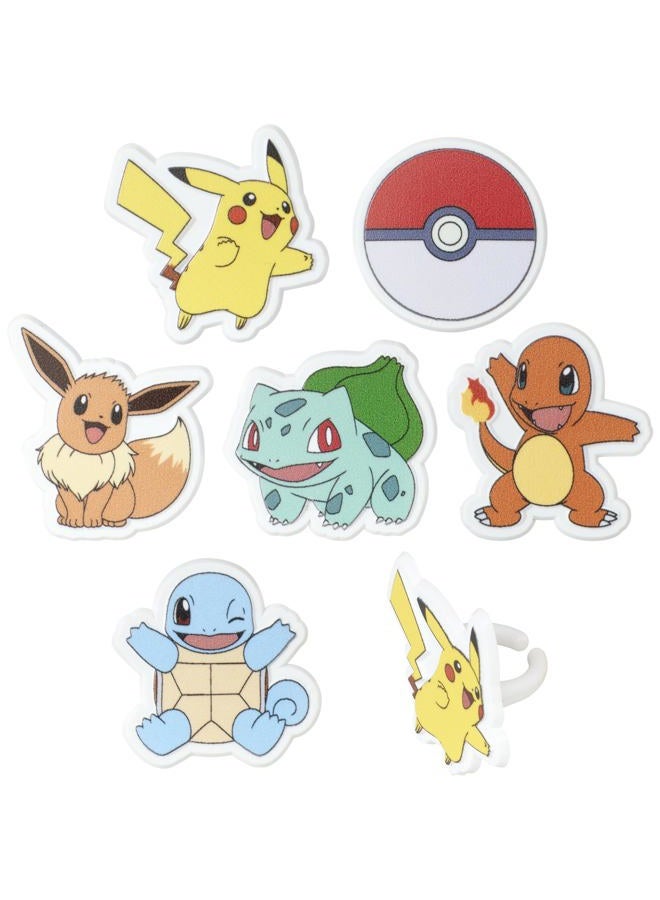 DecoPac Pokémon Rings, Cupcake Decorations With Pikachu, Bulbasaur, Eevee, Charmander, Squirtle, and Poké Ball, Multicolored Food Safe Cake Toppers – 24 Pack - Image 5