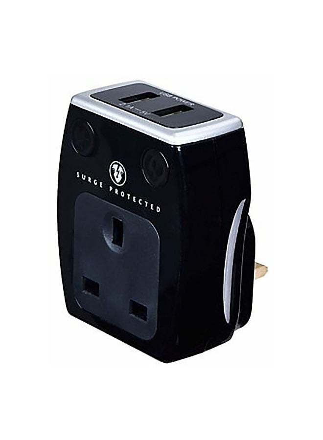 ACE 13A Fused 1 Gang Universal Adaptor Black 9.652 x 12.446 x 16.256 cm SRGAUSBPB2-ASS  - Image 3