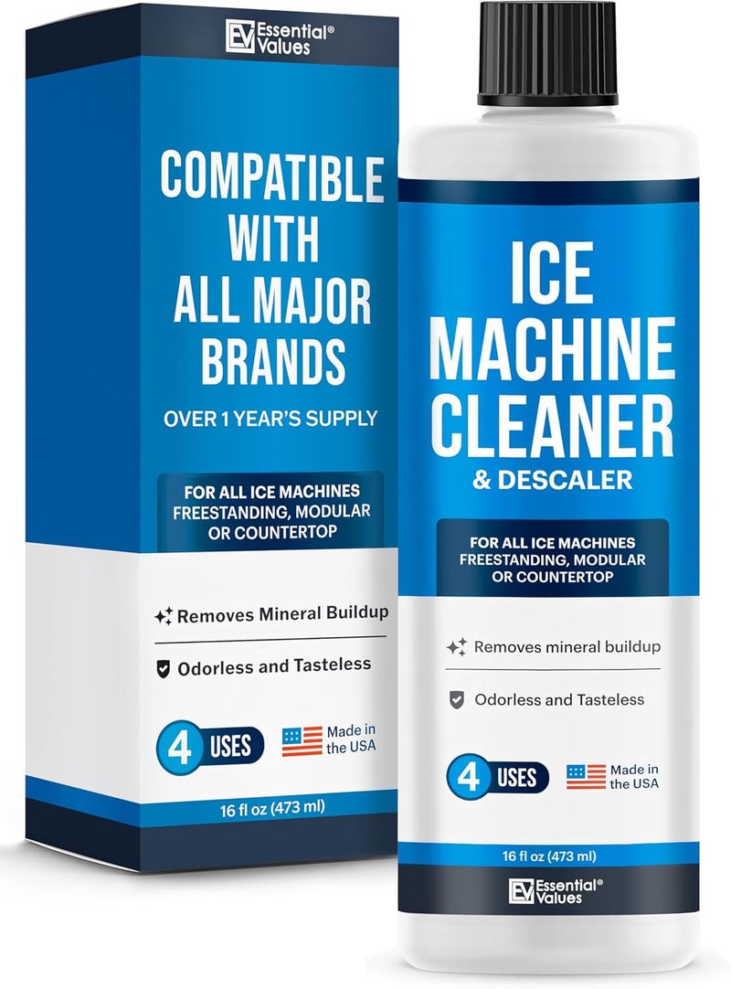 Essential Values Ice Machine Cleaner and Descaler 16 fl oz - Ice Maker Cleaner and Descaler - Compatible with All Major Brands (Scotsman, KitchenAid, Affresh, Opal, Manitowoc) - Image 1