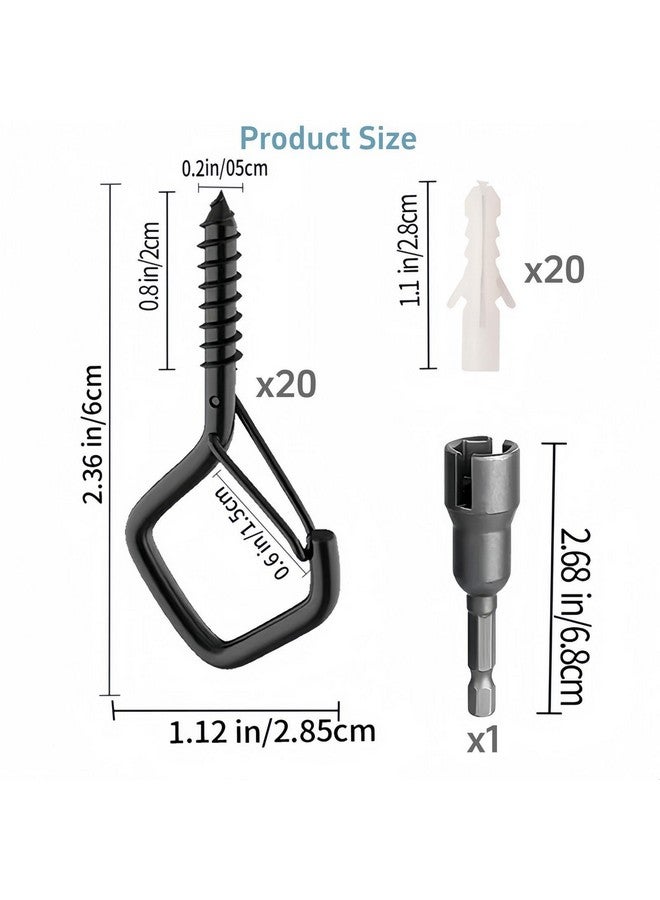 Xfopz 20PCS 2.2 Inches Screw Ceiling Hooks, Hanging Hanger Hooks for Outdoor String Lights Siding Hooks, Metal Hanging Ceiling Hooks for Cup Plants String Lights - Image 2