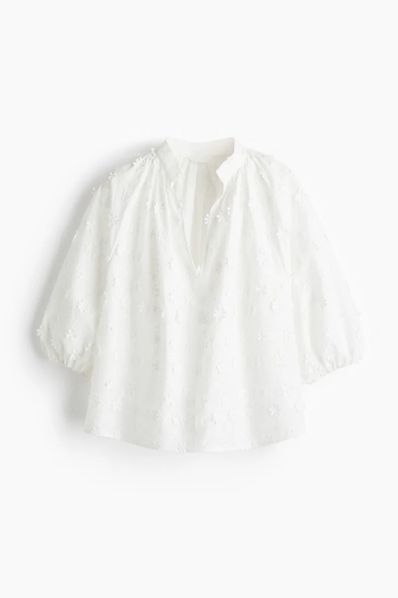 H&M Appliquéd cotton blouse