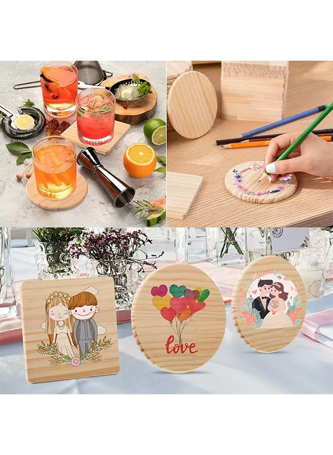 6 قطع من حوامل الأكواب الخشبية غير المكتملة، حوامل أكواب خشبية دائرية فارغة مقاس 4 بوصات للحرف اليدوية مع نقاط سيليكون غير قابلة للانزلاق للتلوين والنقش على الخشب وزينة المنزل - Image 3