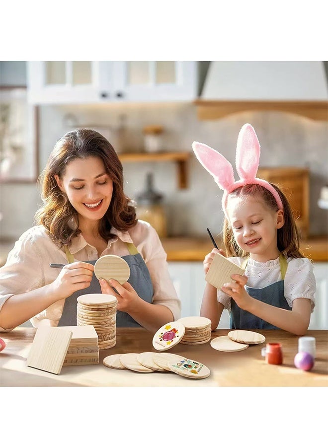 6 قطع من حوامل الأكواب الخشبية غير المكتملة، حوامل أكواب خشبية دائرية فارغة مقاس 4 بوصات للحرف اليدوية مع نقاط سيليكون غير قابلة للانزلاق للتلوين والنقش على الخشب وزينة المنزل - Image 4