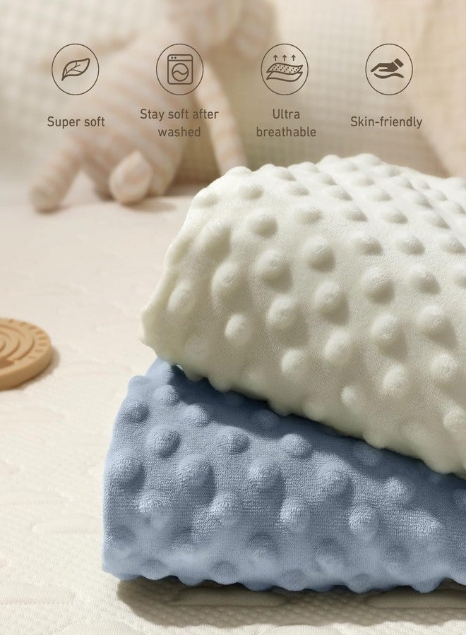 Babebay Changing Pad Cover - Ultra Soft Minky Dots Plush Changing Table Covers Breathable Changing Table Sheets Wipeable Changing Pad Covers Suit for Baby Boys and Girls(Blue Gray & Lily White) - Image 2