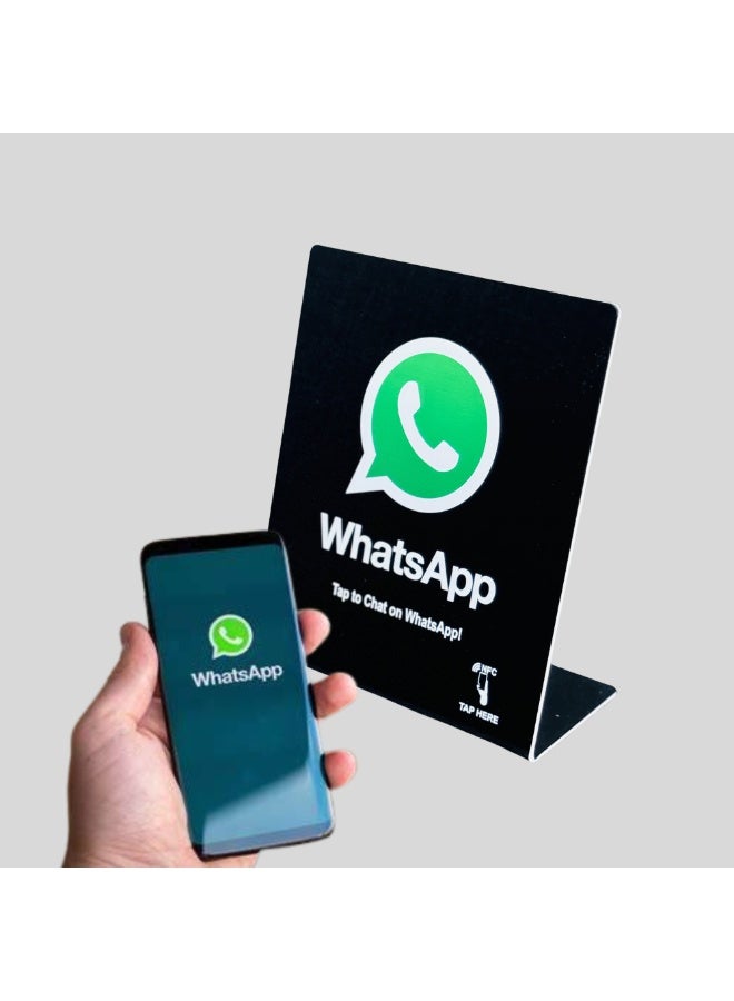 يو إتش آي حامل عرض واتساب للأعمال بتقنية NFC، حامل للرسائل المباشرة، لافتة مكتبية مطبوعة بالأشعة فوق البنفسجية، باللون الأسود - Image 3