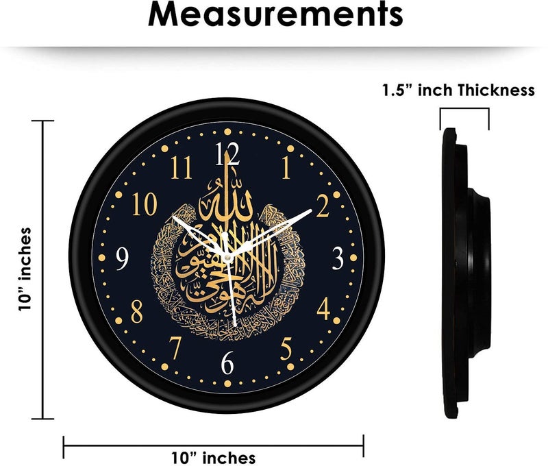 CIRCADIAN Allah Azan Plastic Design Analog Wall Clock for Home Bedroom Office Living Room Watch Antique Stylish Clocks Home Decor Black 24X24 Cm - Image 3
