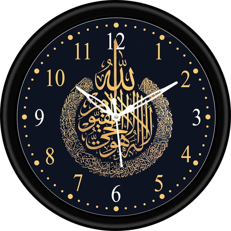 CIRCADIAN Allah Azan Plastic Design Analog Wall Clock for Home Bedroom Office Living Room Watch Antique Stylish Clocks Home Decor Black 24X24 Cm - Image 1