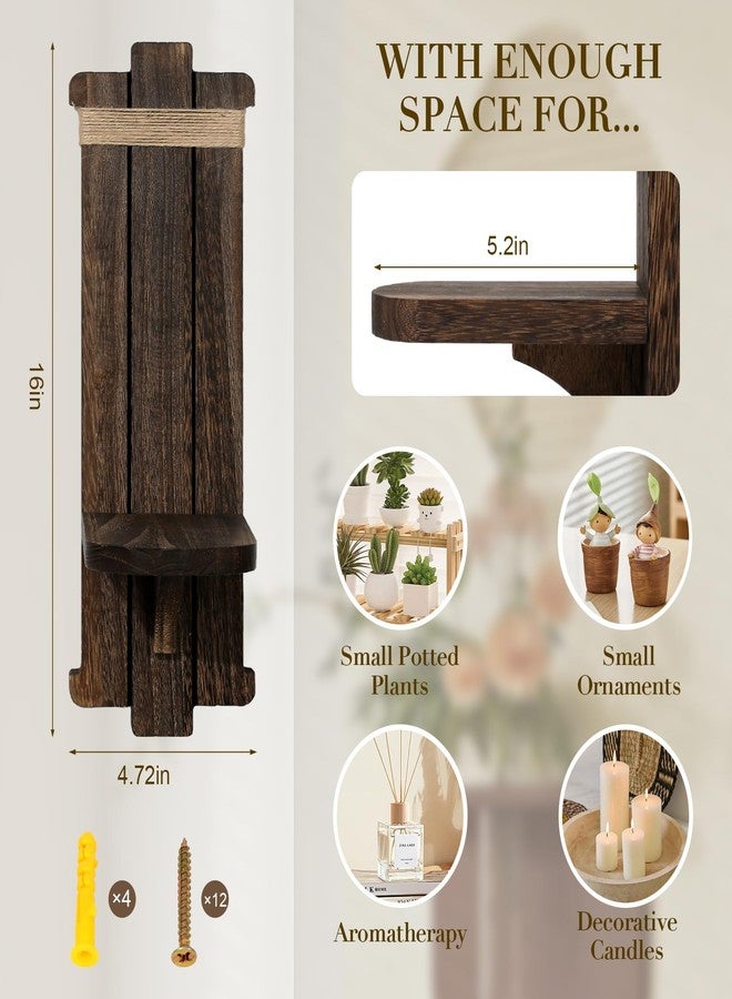 SUJUN Farmhouse Wooden Candle Sconces - 2 Pcs Rustic Wall-Mount Candle Holders for Living Room, Bedroom, Bathroom, Hallway - Vintage Handcrafted Wooden Wall Decor, Brown - Ideal Home Decor & Gifts - Image 2
