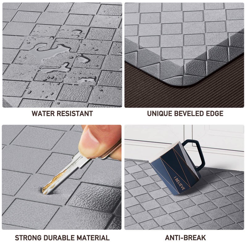HappyTrends Kitchen Mat Cushioned Anti-Fatigue Kitchen Rug,17.3"x 28",Thick Waterproof Non-Slip Kitchen Mats and Rugs Heavy Duty Ergonomic Comfort Rug for Kitchen,Floor,Office,Sink,Laundry,Grey - Image 3