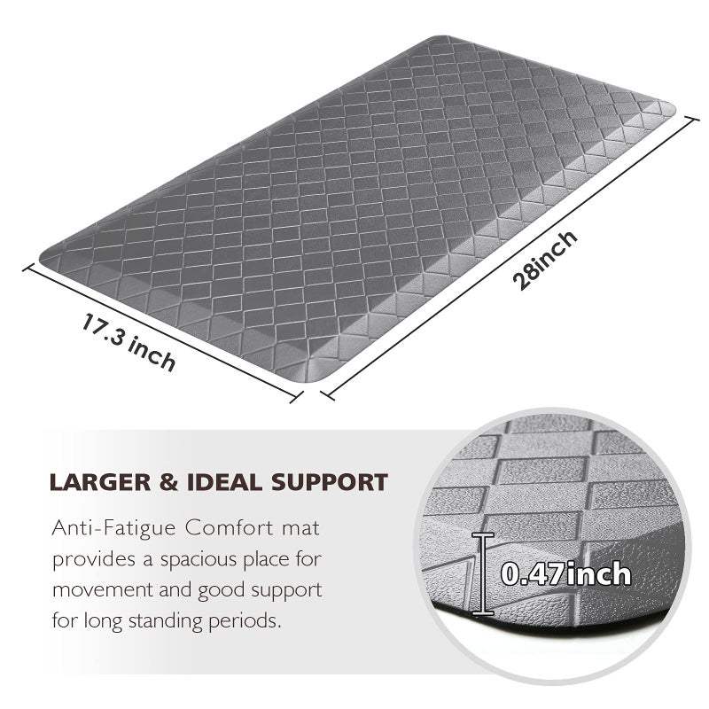 HappyTrends Kitchen Mat Cushioned Anti-Fatigue Kitchen Rug,17.3"x 28",Thick Waterproof Non-Slip Kitchen Mats and Rugs Heavy Duty Ergonomic Comfort Rug for Kitchen,Floor,Office,Sink,Laundry,Grey - Image 2