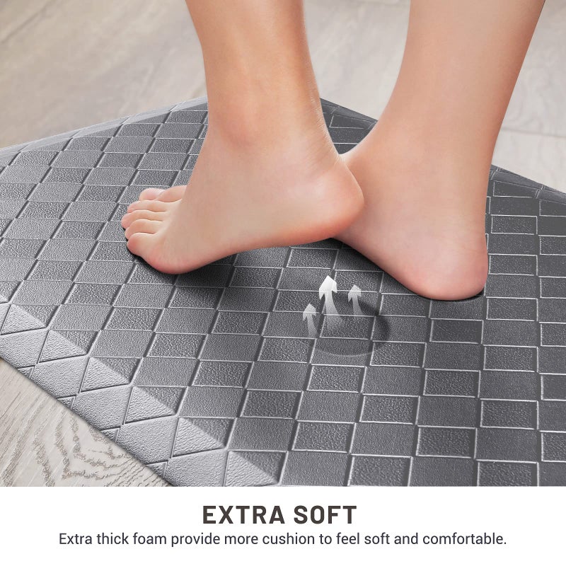 HappyTrends Kitchen Mat Cushioned Anti-Fatigue Kitchen Rug,17.3"x 28",Thick Waterproof Non-Slip Kitchen Mats and Rugs Heavy Duty Ergonomic Comfort Rug for Kitchen,Floor,Office,Sink,Laundry,Grey - Image 4