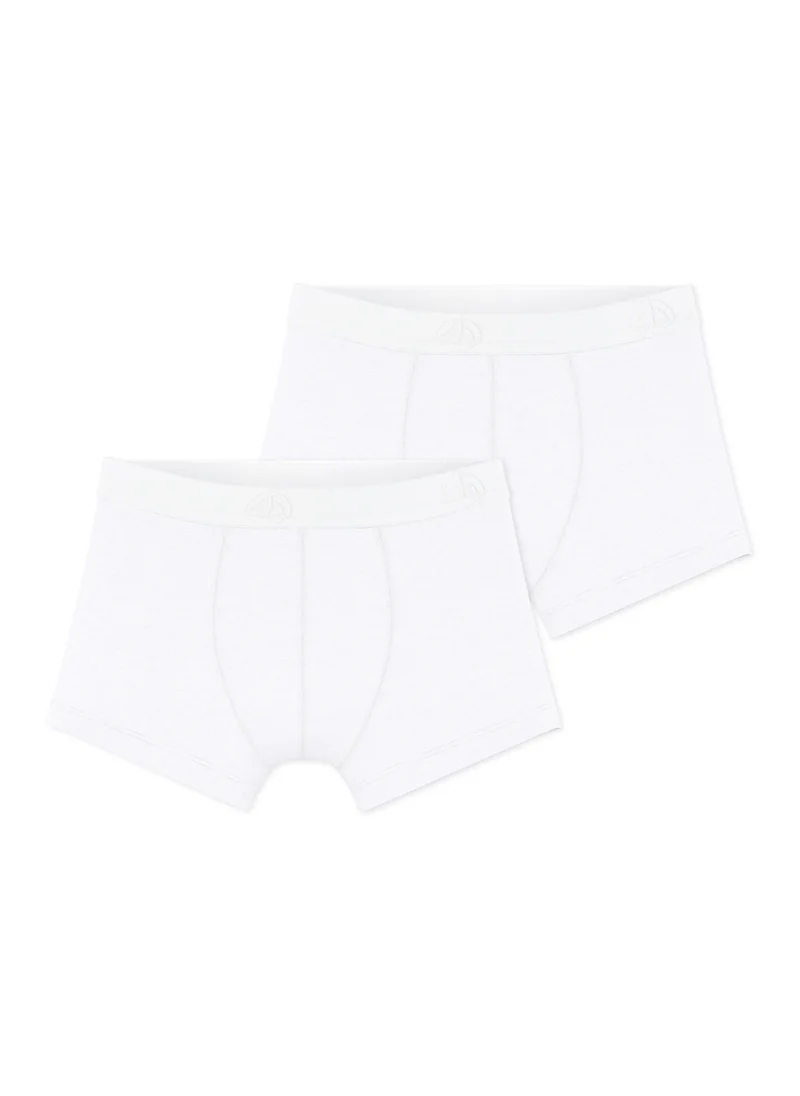Petit Bateau Boys' White Boxer Shorts - 2-Pack