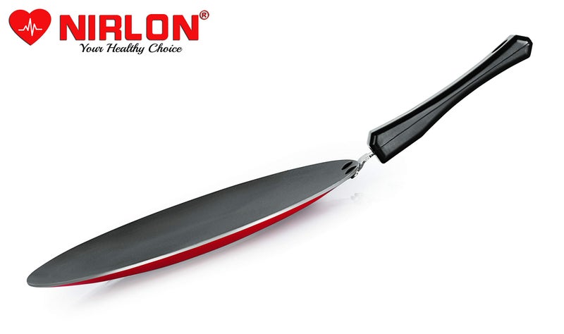 Nirlon Nirlon Non Stick Aluminium Gas Stove Compatible Base Chapati/Roti/Paratha Tawa 28.5cm [3_ mm_Classic_CT12] - Black, Red - Image 3