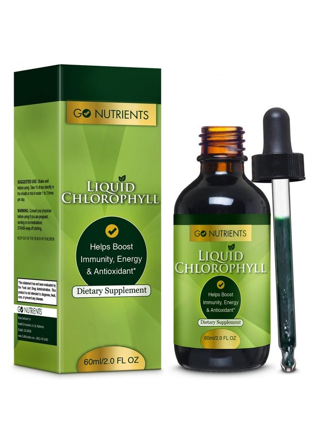 Go Nutrients All Natural Liquid Chlorophyll Sodium Copper Chlorophyllin Supplement Chlorophyll Liquid Drops Gmofree Veganfriendly Glutenfree Liquid Chlorophyll Drops 60 Ml  - Image 1