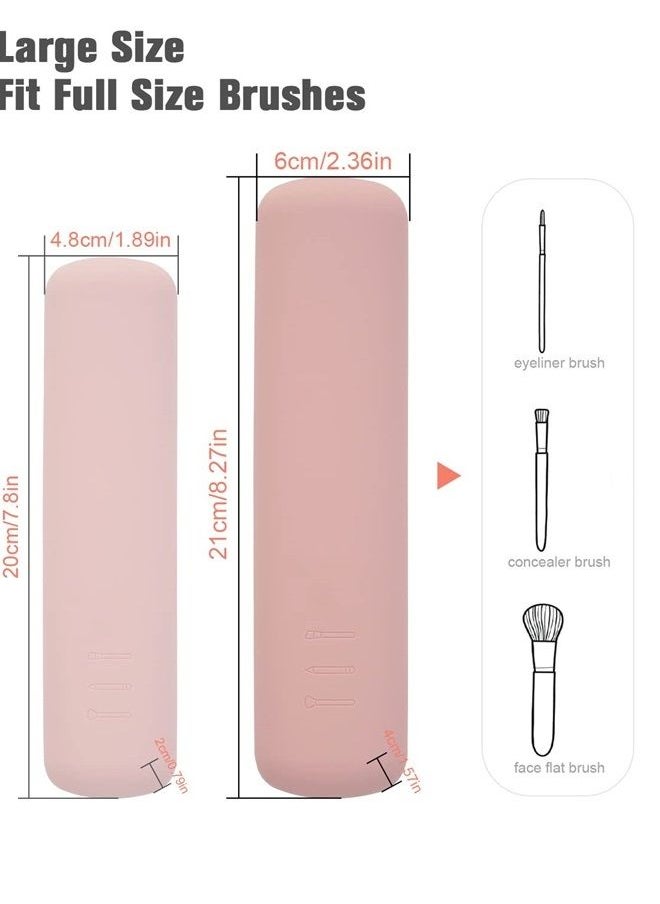 FERYES - Large Travel Makeup Brush Holder, Magnetic Anti-fall Out Silicon Portable Cosmetic Face Brushes Holder, Soft and Sleek Makeup Tools Organizer for Travel- (8.27 * 2.36 * 1.57) - Image 1