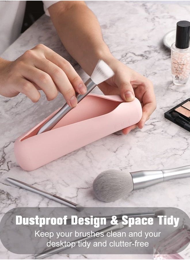 FERYES - Large Travel Makeup Brush Holder, Magnetic Anti-fall Out Silicon Portable Cosmetic Face Brushes Holder, Soft and Sleek Makeup Tools Organizer for Travel- (8.27 * 2.36 * 1.57) - Image 1