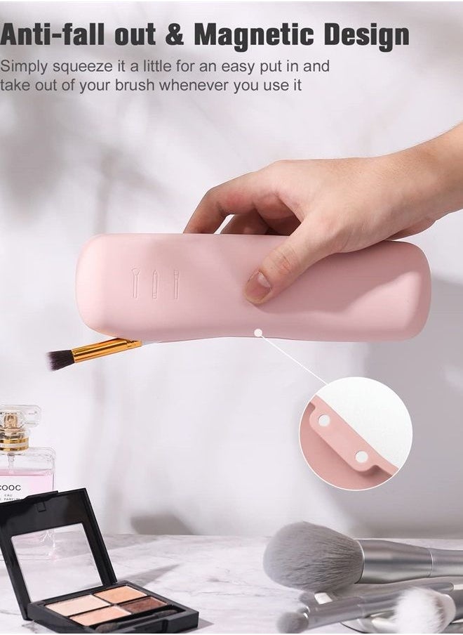 FERYES - Large Travel Makeup Brush Holder, Magnetic Anti-fall Out Silicon Portable Cosmetic Face Brushes Holder, Soft and Sleek Makeup Tools Organizer for Travel- (8.27 * 2.36 * 1.57) - Image 1