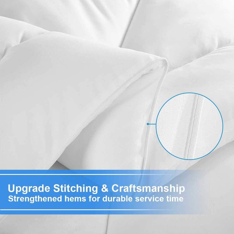 TEKAMON All Season Twin Comforter Winter Warm Soft Quilted Down Alternative Duvet Insert with Corner TabsLuxury Fluffy Reversible Collection for Hotel Snow White64 x 88 inches - Image 4