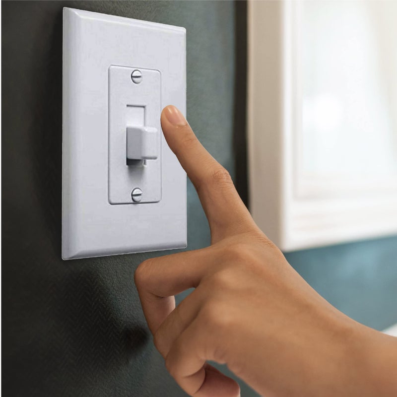 TayMac 2570W Mid-size MASQUE Decorator 1-Gang White Toggle Switch Cover-Up Wall Plate 1-Pack, Replaces Old and Discolored Wall Plate, Home Improvement Essential, Polycarbonate - Image 2