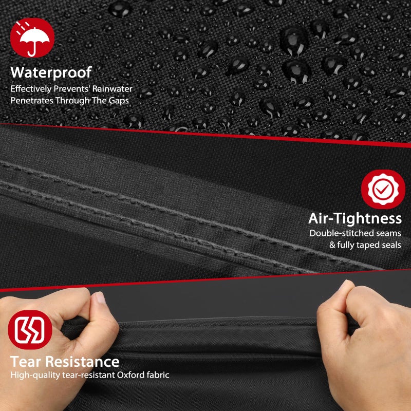 TOPCROWN Grill Cover for Outdoor Grill, BBQ Gas Grill Waterproof Anti-UV Oxford Fabric Windproof Design with Adjustable Straps, Fits Weber/Char-Broil/Nexgrill and More (420D Black+Red, 53" - 58") - Image 4