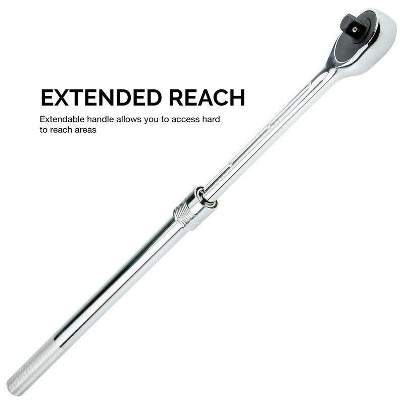 NEIKO 03069A 3/4-Inch-Drive Extendable Ratchet Handle, 24-Tooth Reversible Ratcheting Feature, Extends 24 to 39 3/4 Inches - Image 3