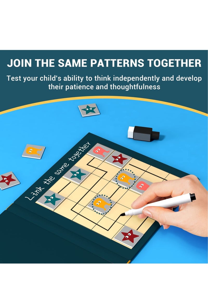 SOLARAE لعبة المطابقة توصيل وربط، ربط بطاقتين متشابهتين معًا بخط، تنموية وتعليمية، طرق متعددة للعب، هدية للأولاد والبنات للأطفال من 3 إلى 8 سنوات 36 قطعة - Image 4