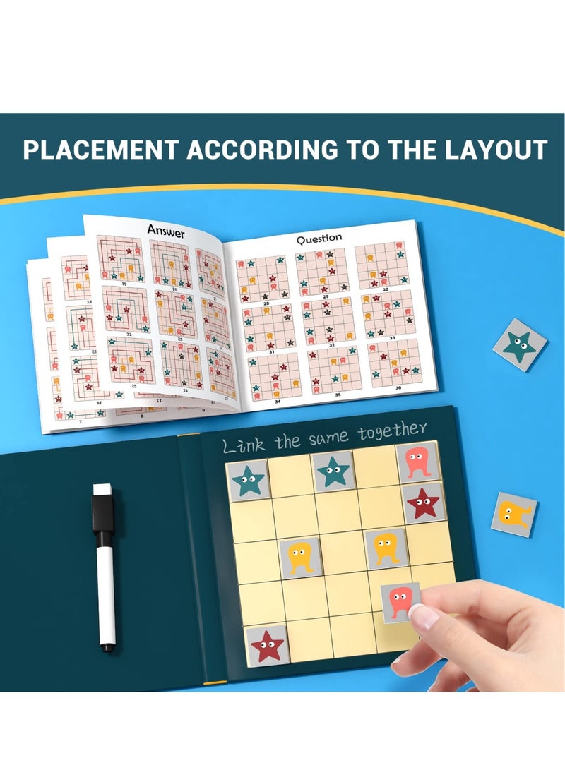 SOLARAE لعبة المطابقة توصيل وربط، ربط بطاقتين متشابهتين معًا بخط، تنموية وتعليمية، طرق متعددة للعب، هدية للأولاد والبنات للأطفال من 3 إلى 8 سنوات 36 قطعة - Image 3