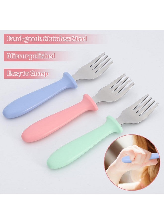 Pimoys Pimoys 6 Pieces Toddler Forks Baby Forks for Self Feeding,Kids Forks with Plastic Handle,Stainless Steel Toddler Silverware,Children's Safe Toddler Utensils,Dishwasher Safe  - Image 5