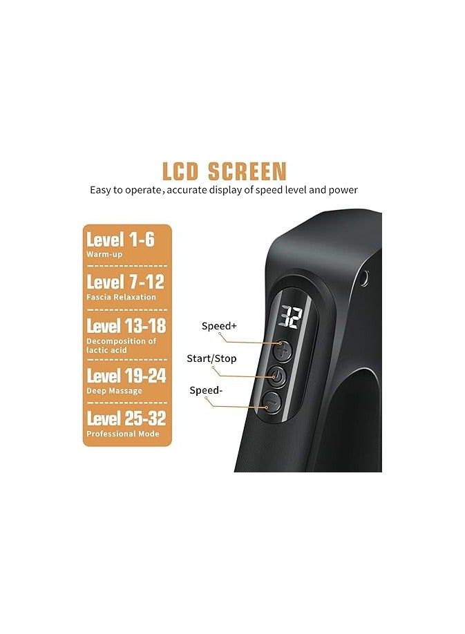 مسدس تدليك TERWOK، مسدس تدليك الظهر، مسدس تدليك الأنسجة العميقة للعضلات، مسدس تدليك بالقرع، مسدس تدليك العضلات المحمول باليد، 32 سرعة، جهاز تدليك محمول هادئ، 8 رؤوس، عمر بطارية طويل - Image 3