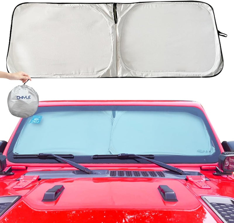 CHIYLE Car Windshield Sunshade Sun Shade, 2025 Upgraded Design New 300T Technology for Maximum Coverage Foldable Sun shied Fit for Grand Cherokee Grand Wagoneer Compass (62.2" x 31.5", J-Large) - Image 1