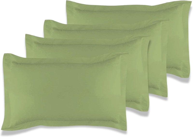 MUSA MUSA® Cotton Pillow Cover Shams - Washable Pillowcases for Sofa Cushions, Bedrooms & Dorm Decor | Hotel Quality Pillow Covers with Envelope Closure & 5cm Side Frame (4, Sage Green, 50 x 80cm) - Image 1