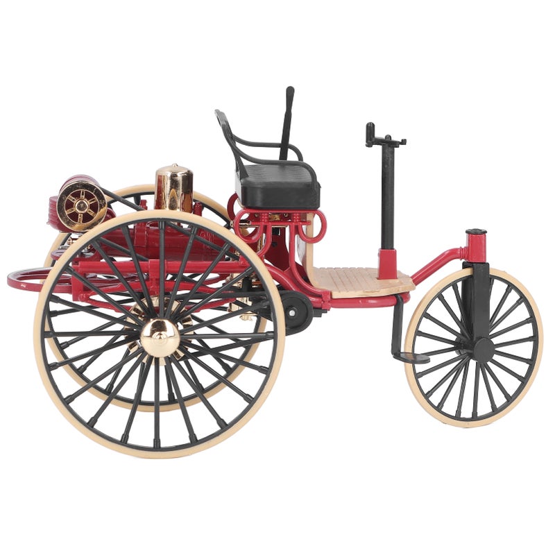 1:12 Scale Classic Tricycle Model Ornaments High Simulation Retro Alloy Car Model Decoration for Home Red - Image 4