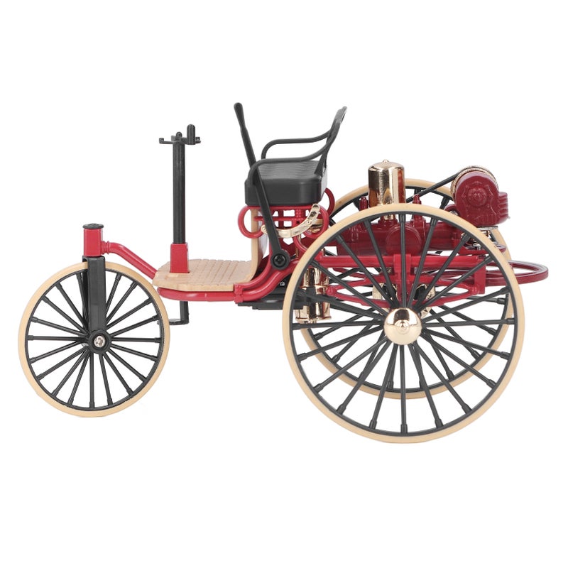 1:12 Scale Classic Tricycle Model Ornaments High Simulation Retro Alloy Car Model Decoration for Home Red - Image 3